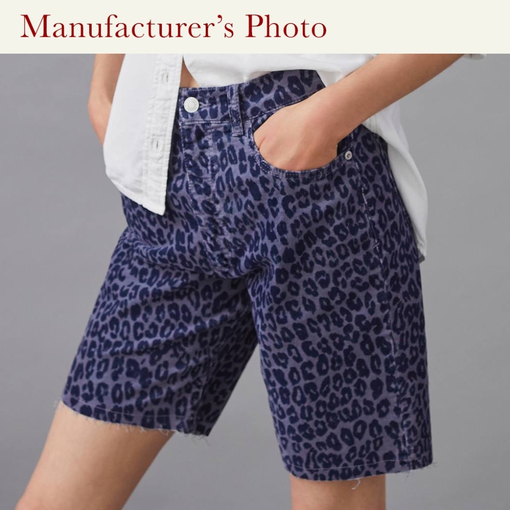 Pilcro Denim Bermuda Shorts - Corderoy- Purple Leopard